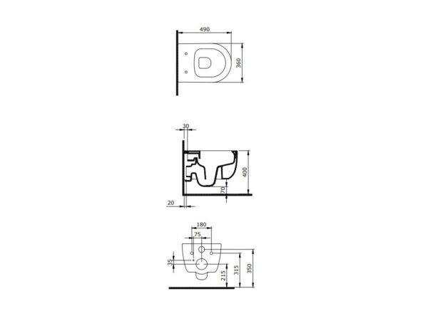 Комплект тоалетна с бидетна арматура Tondo и структура Tece