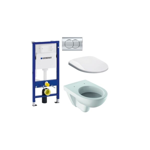 Тоалетна за вграждане Selnova с хром бутон Delta01 Duofix Geberit