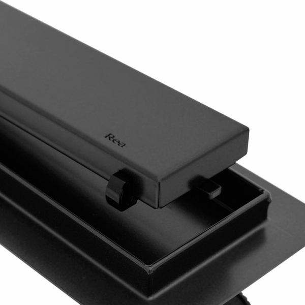 Линеен сифон за вграждане на плочка с черна рамка NeoPure 700mm