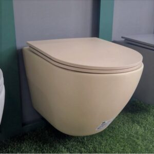 Стенна тоалетна чиния ICC 4937BEIGE Rimless бежов мат Inter Ceramic