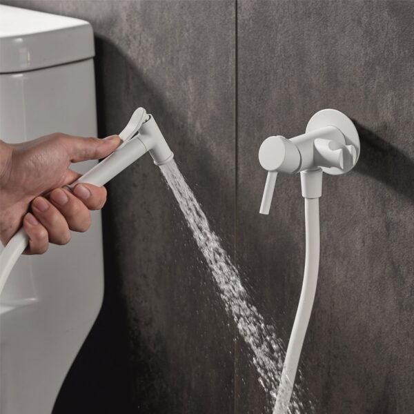 Смесител за вграждане с хигиенен душ, бял мат Inter Ceramic