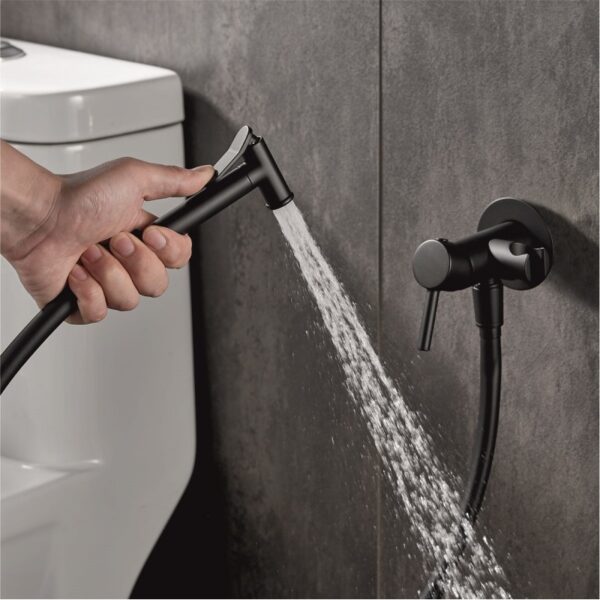 Смесител за вграждане с хигиенен душ, черен мат Inter Ceramic