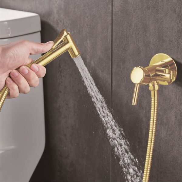 Смесител за вграждане с хигиенен душ, злато Inter Ceramic