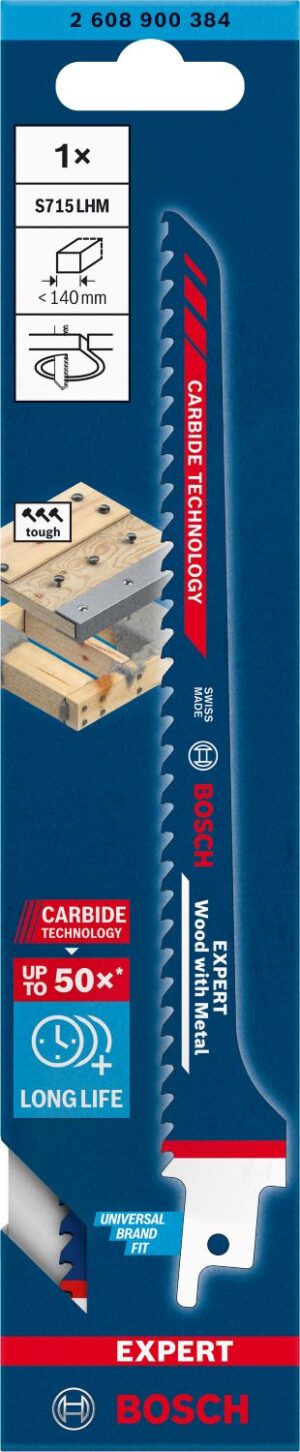 Нож expert ‘wood with metal’ s 715 lhm за саблен трион 1 бр., 2608900384, bosch