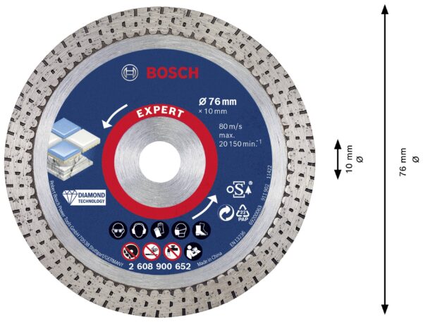 Диамантен диск 2608900652 bosch expert hardceramic 76 mm