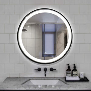 Огледало за баня с LED осветление и черна рамка 60cm