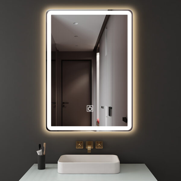 Огледало за баня с LED осветление 50x70cm с три цвята светлина