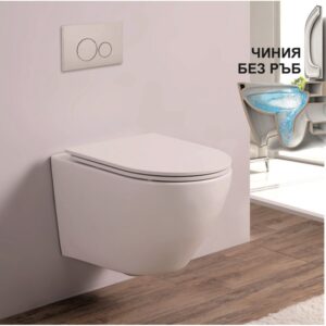 Стенна тоалетна чиния ICC 4937W Rimless бял мат Inter Ceramic