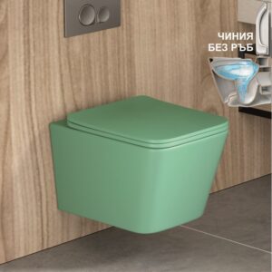 Стенна тоалетна чиния ICC 5135 Rimless светло зелена Inter Ceramic
