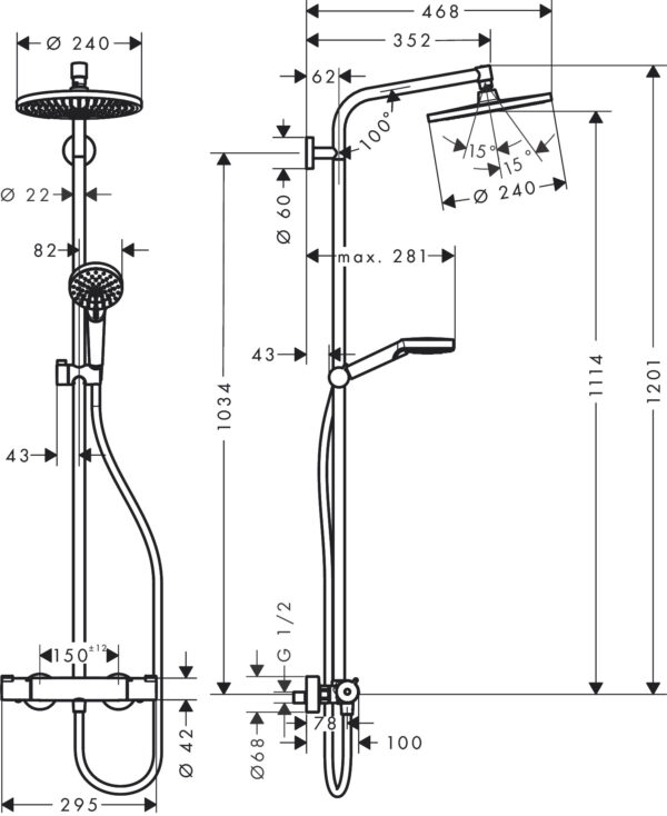 Термостатна душ колона Crometta S 240 Hansgrohe