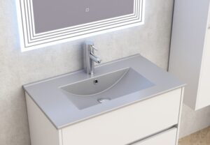 Долен шкаф за баня 80cm ICP 7955 с мивка сив мат Inter Ceramic