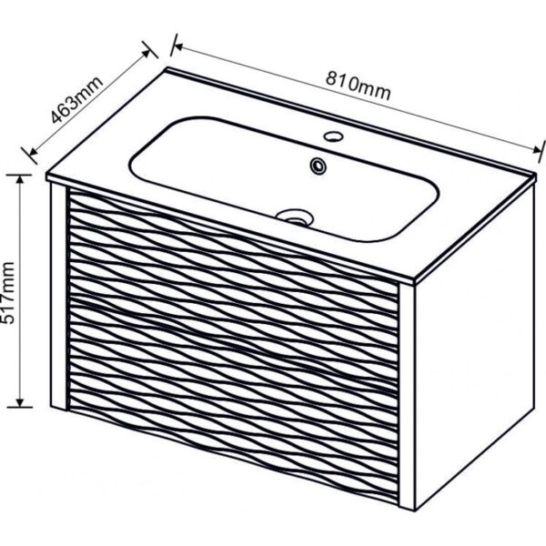 Долен шкаф за баня 81cm ICP 8043 с бяла мивка Inter Ceramic