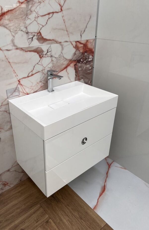 Долен шкаф за баня Florence Push с умивалник 70cm бял