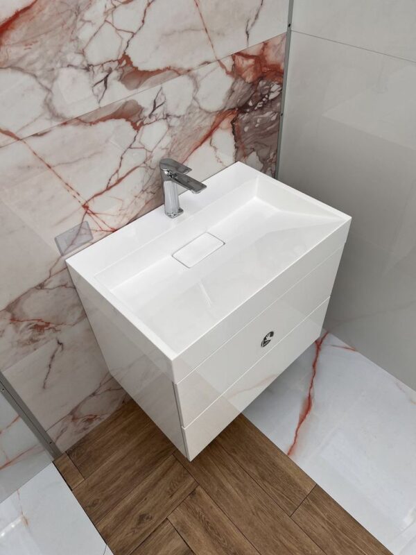 Долен шкаф за баня Matera Push с умивалник 60cm бял