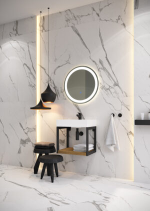 Мебел за баня Paris с мивка, плот и черна рамка 50cm