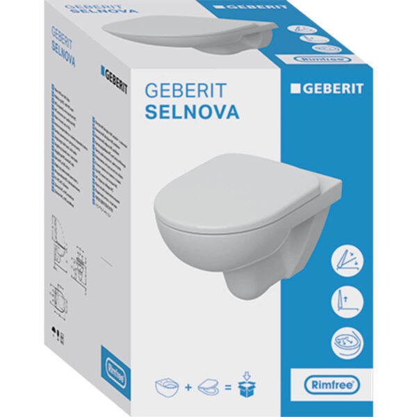 Стенна тоалетна чиния Selnova Rimfree Geberit