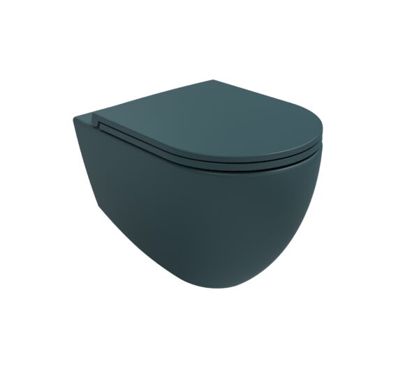 Стенна тоалетна чиния Infinity Clearim Plus петролено зелен мат Isvea