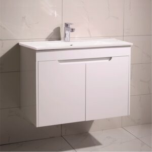 Долен шкаф за баня 80cm ICP 8063+8066 бял гланц Inter Ceramic