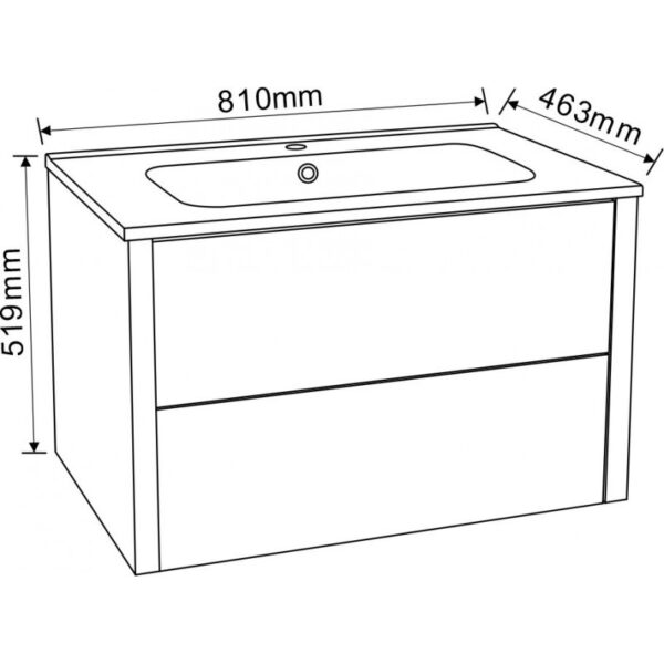 Долен шкаф за баня 81cm ICP 8050MW с мивка бял мат Inter Ceramic