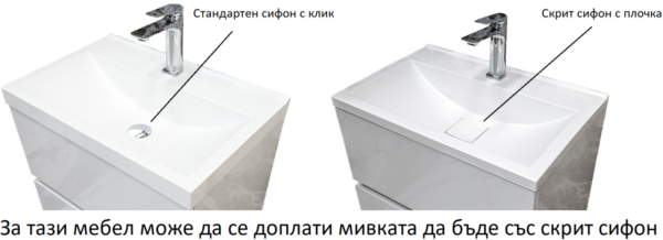 Долен шкаф за баня Forli Concrete W с бял умивалник 60cm