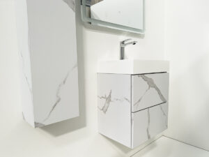 Долен шкаф за баня Tito Marble с умивалник 50cm бял мрамор