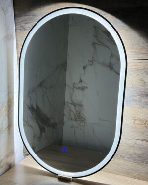 Елипсовидно LED огледало с черна рамка 60x90cm