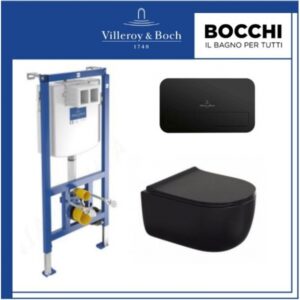 Комплект структура Villeroy & Boch с тоалетна Tondo черен мат Bocchi