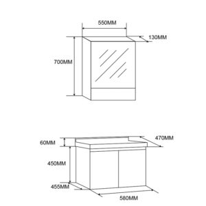 Комплект за баня долен и горен шкаф 15-60 58cm Forma Vita
