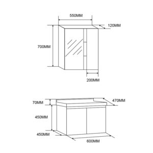 Комплект за баня долен и горен шкаф 3018-60 60cm Forma Vita