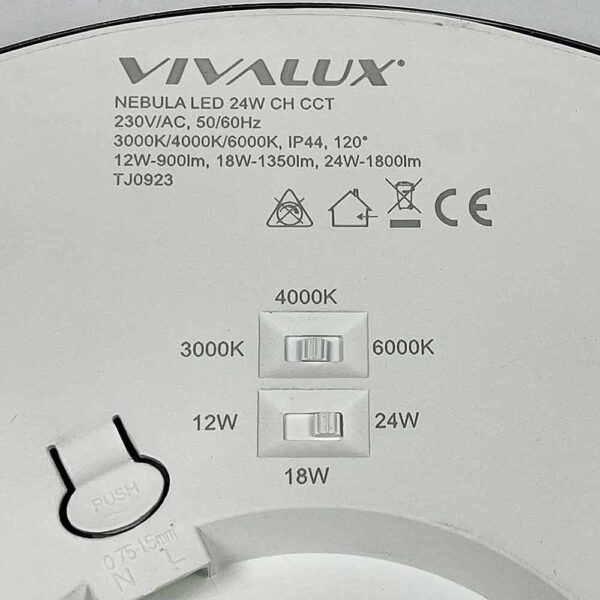 LED плафониера NEBULA 12-18-24W хром 3000-4000-6000K IP65 VIVALUX
