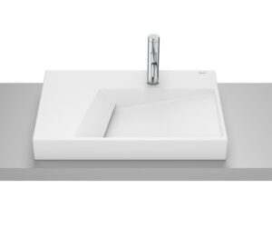 Асиметрична мивка върху плот Horizon 60cm бял гланц Roca