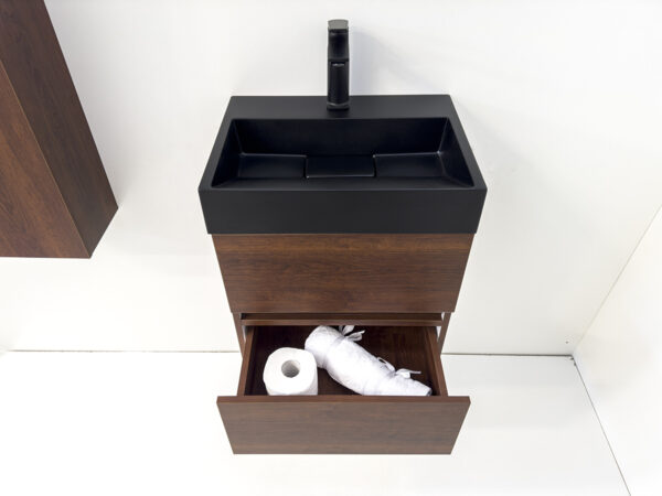 Долен шкаф за баня Tito Cherry B с черен умивалник 50cm