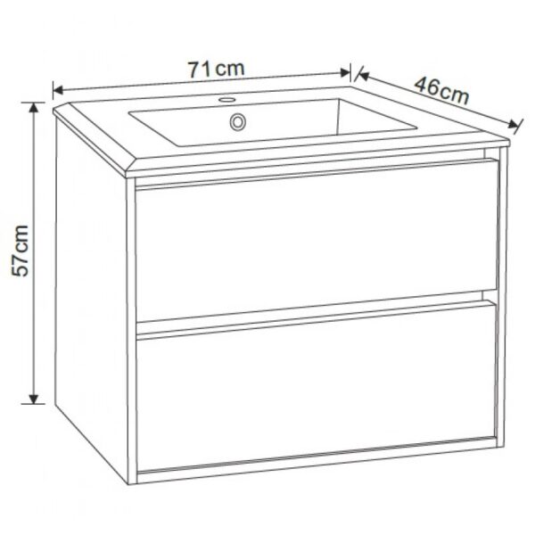 Долен шкаф за баня 71cm ICP 7255 ВЕДА Inter Ceramic