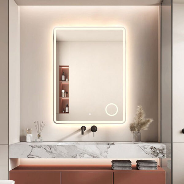 Огледало за баня с LED осветление и нагревател 60x80cm + козметично