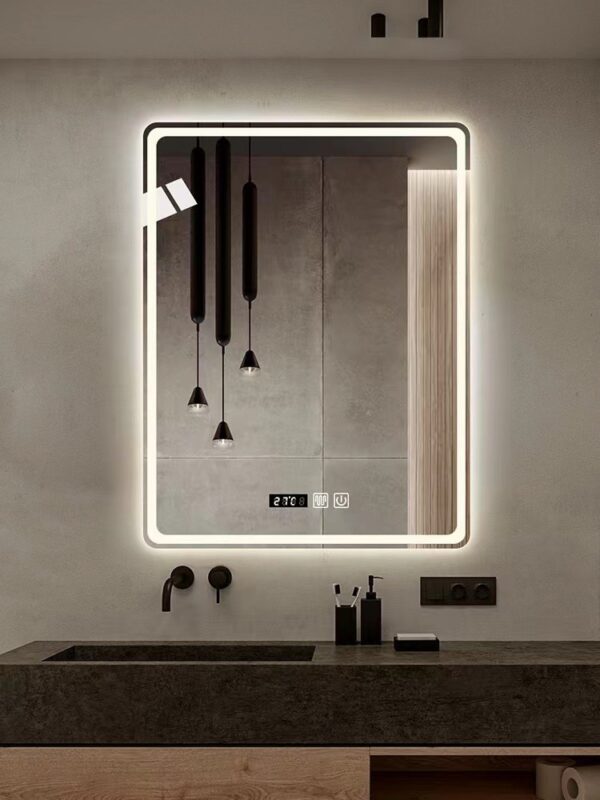 Огледало за баня с LED осветление, нагревател и дисплей 70x90cm