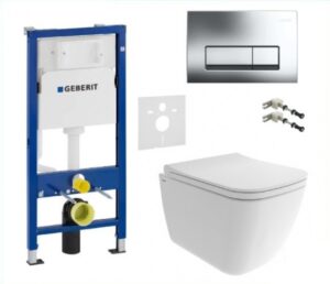 Комплект структура Geberit и тоалетна Bocchi Quadro бял гланц Rimless 49cm