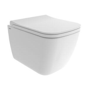 Стенна тоалетна чиния Quadro Rimless Slim 49cm бял гланц Bocchi