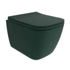 Стенна тоалетна чиния Quadro Rimless Slim 49cm зелен мат Bocchi