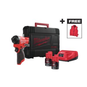 Акумулаторен винтоверт Milwaukee M12FID2MC-202X 4933499462 с 2 батерии 2 аh, зарядно и куфар